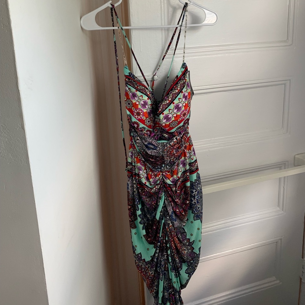 Printed Multicolor Evening Maxi Dress.